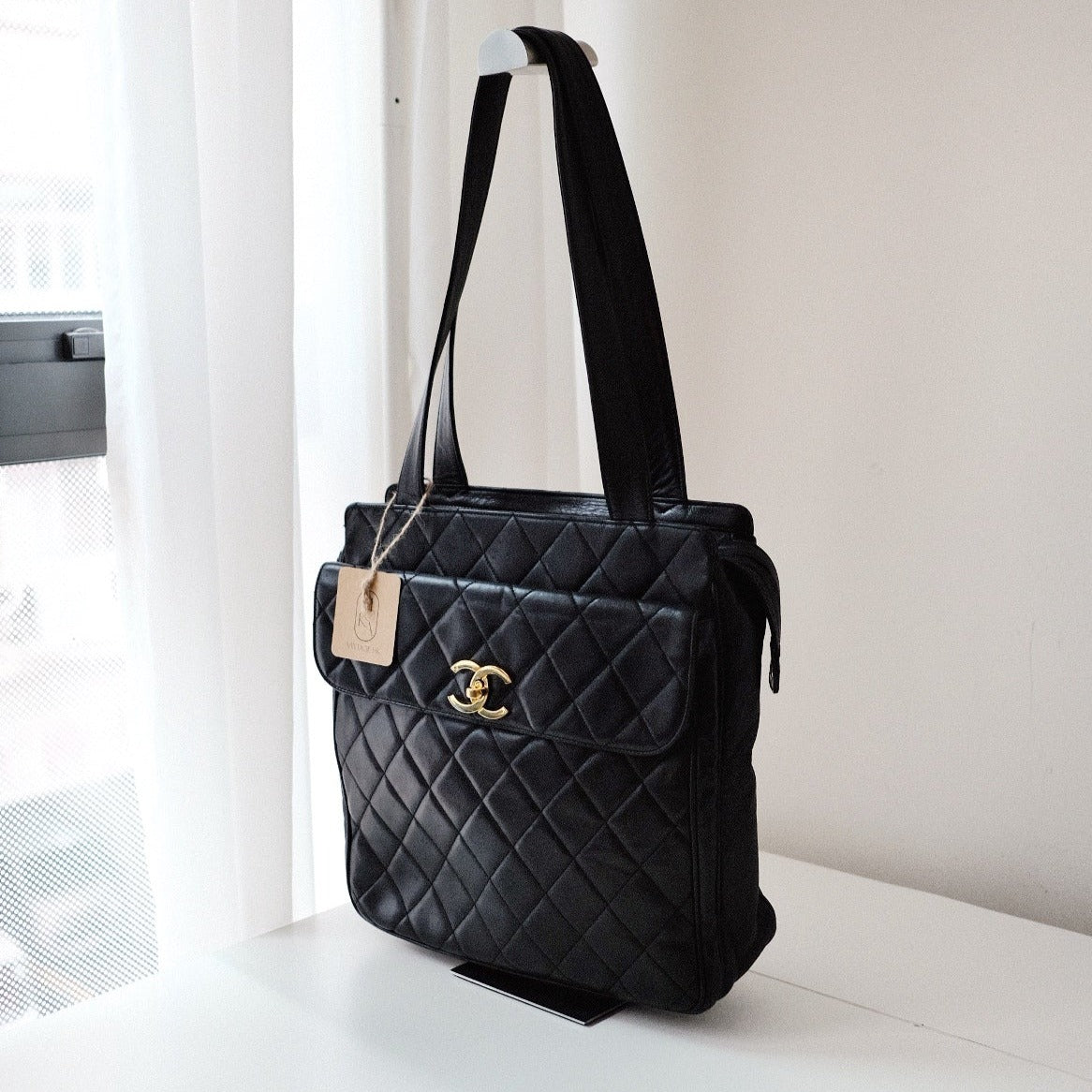 Chanel   quilted lambskin tote bag