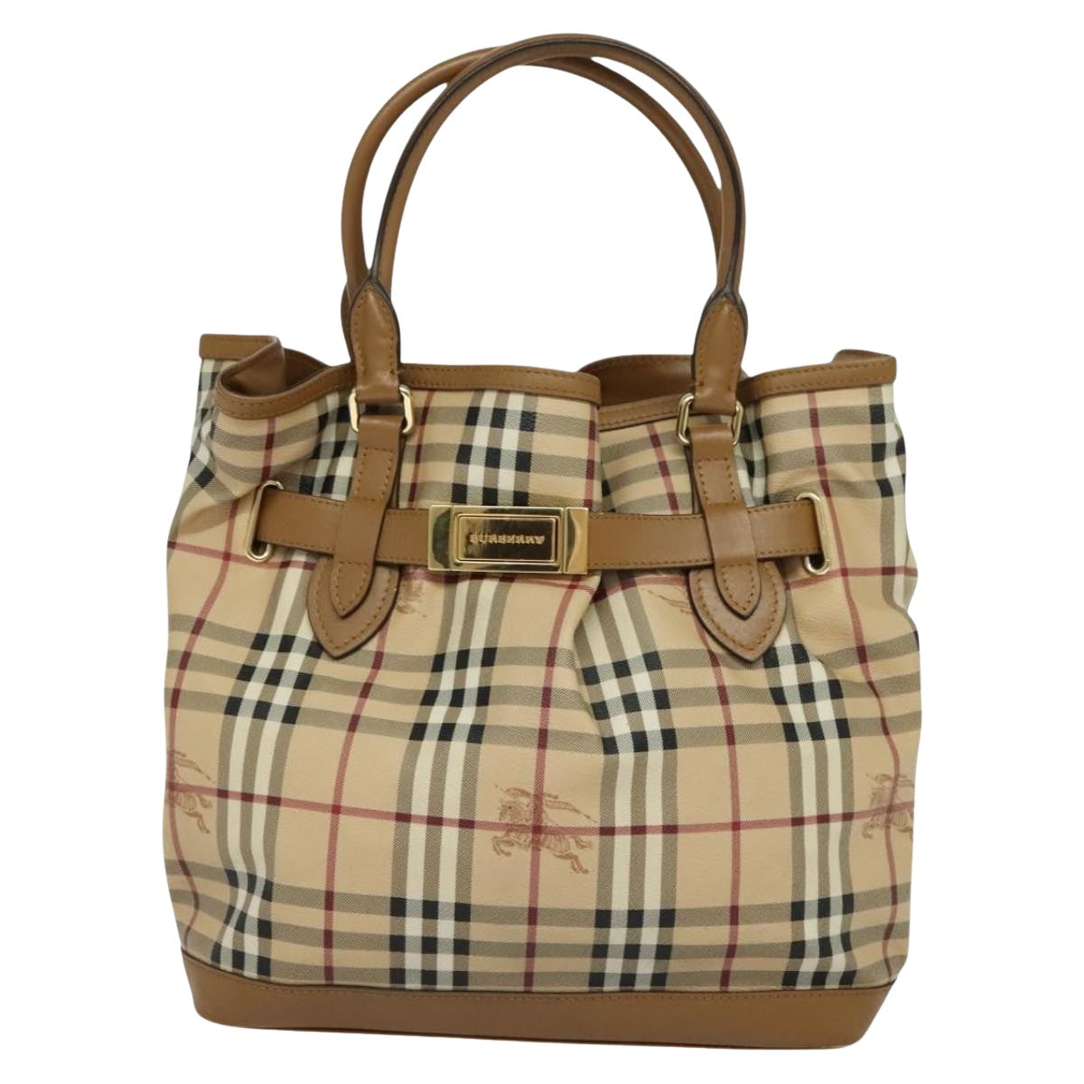 Burberry Nova Check Tote Bag Canvas Beige