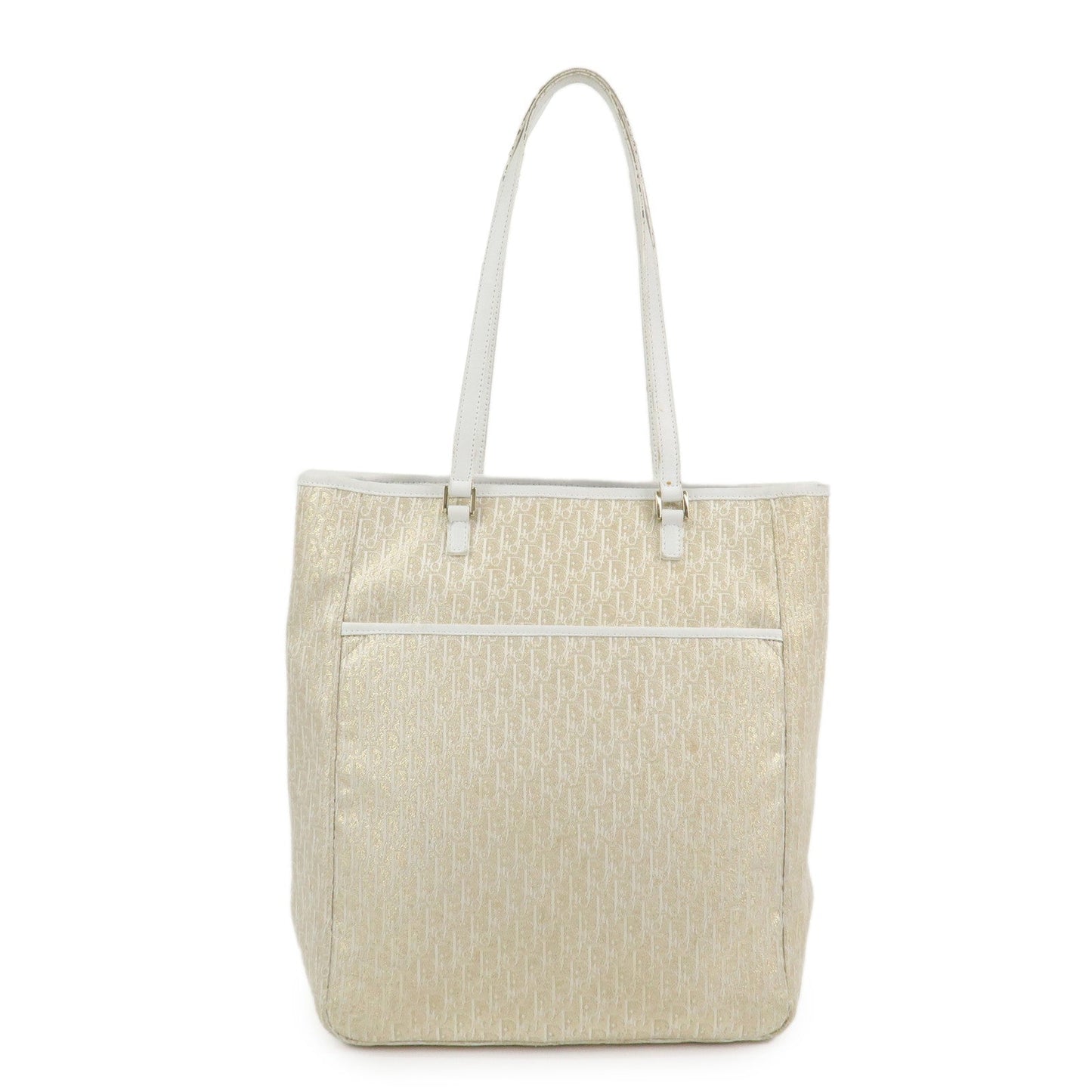 Dior Tote Bag Christian Trotter Leather Canvas White