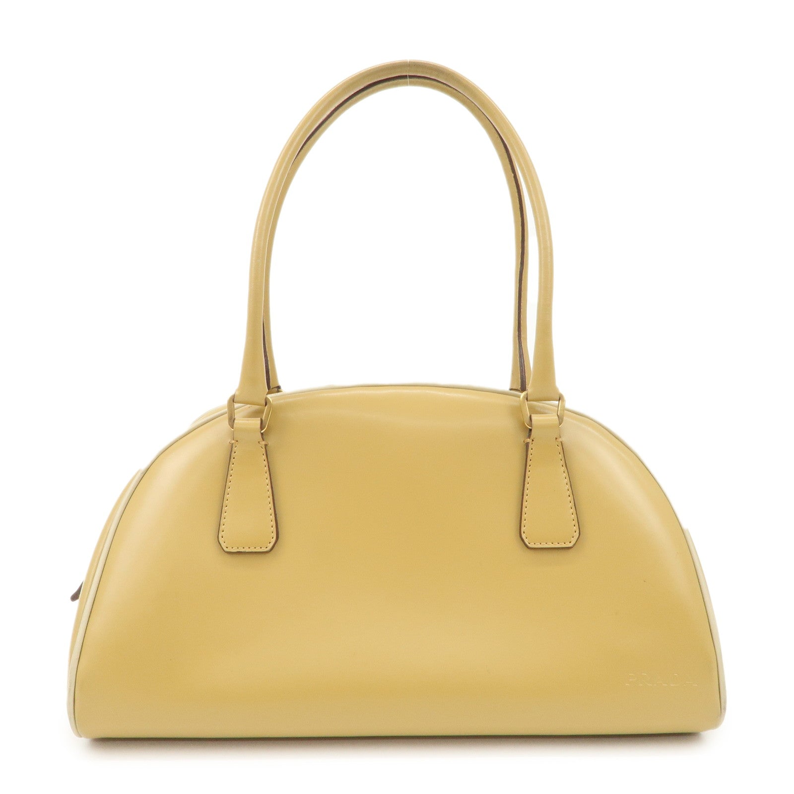 Bowling Bag Boston Bag Hand Bag HDW Leather Beige Gold Handbag