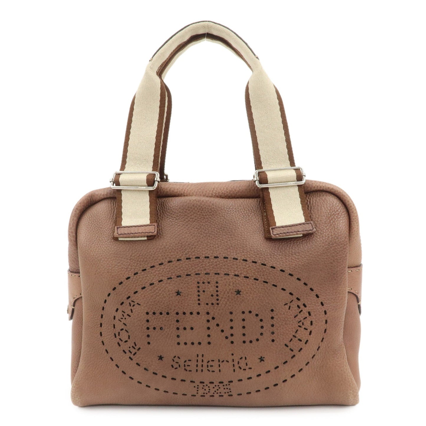 Shoulder Bag Selleria Hand Bag Leather Canvas Brown