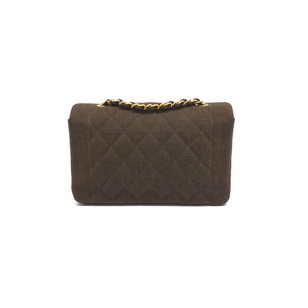 Chanel Diana Chocolate Fabric Single Flap 24k Brown Gold Handbag
