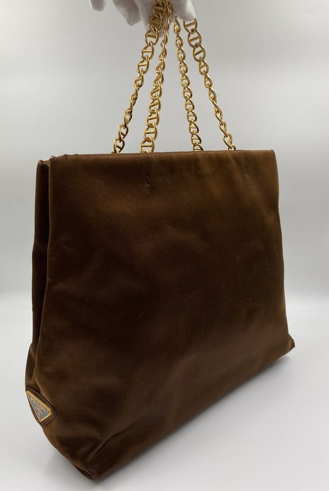 Prada Tote Bag Satin Brown
