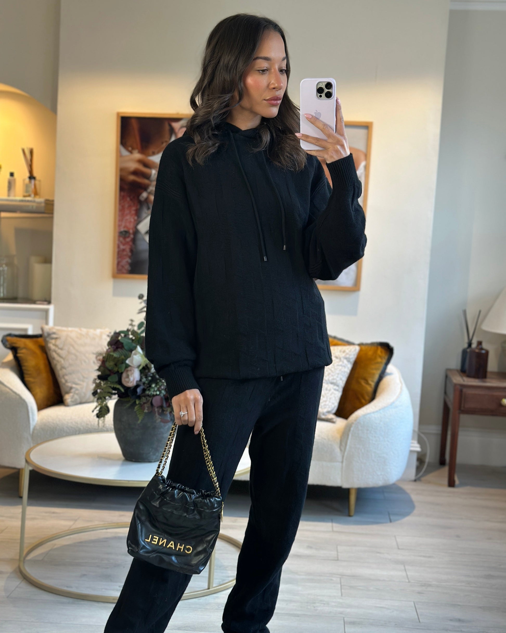 Chanel *rare* Mini 22 Bag in Black Shiny Calfskin with Gold Hardware