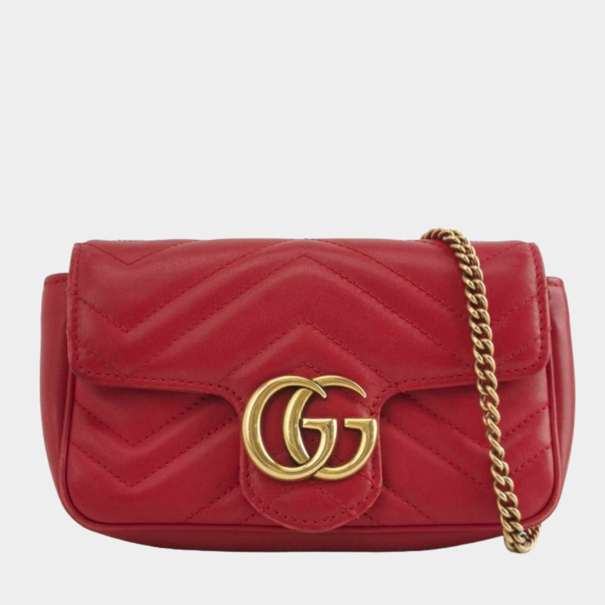 Gucci Marmont Super Leather Red Mini Flap Travel Bag