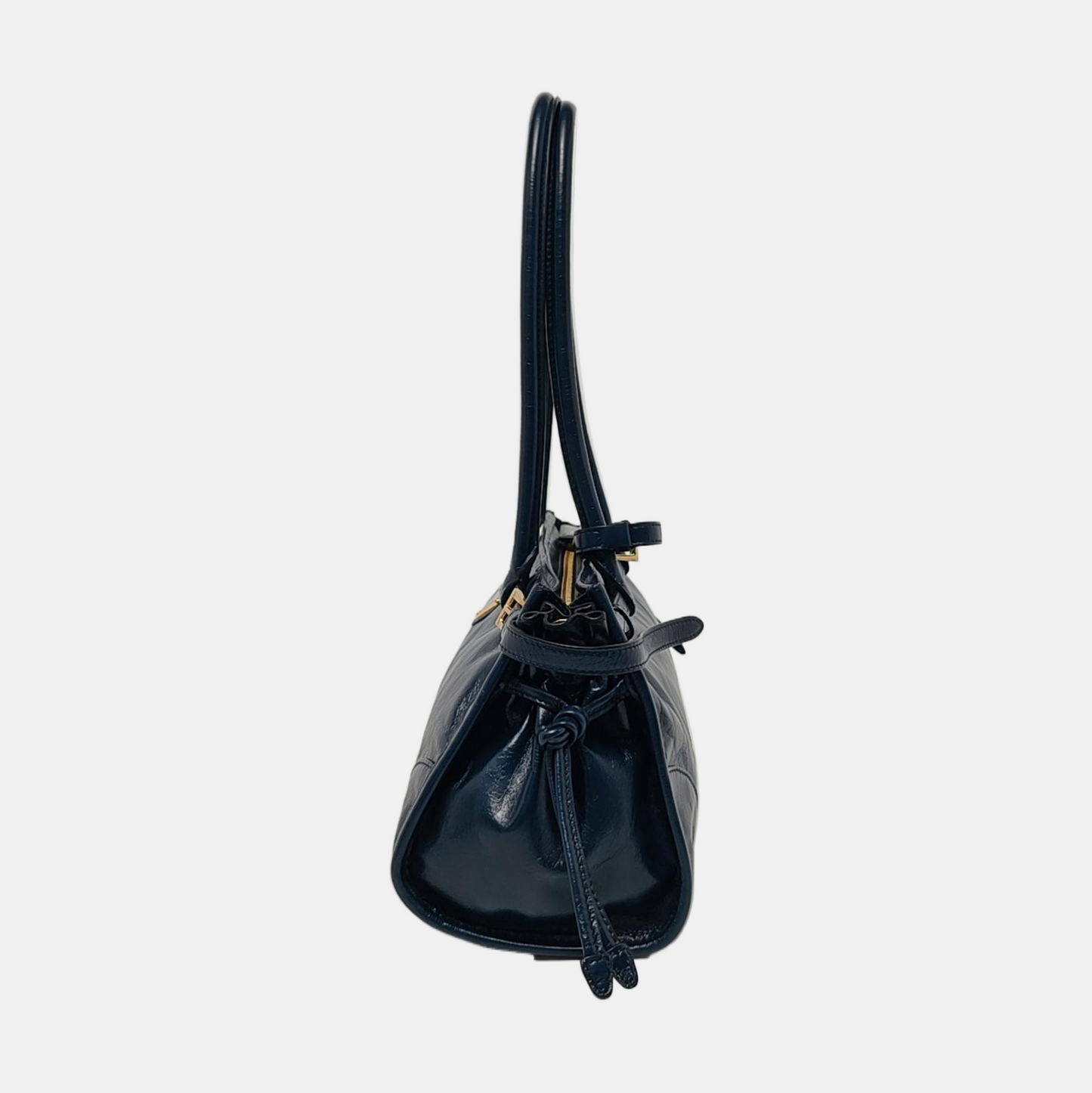 Prada Bonnie Soft Lux Navy Shiny Calfskin Shoulder Leather Medium Shoulder Bag