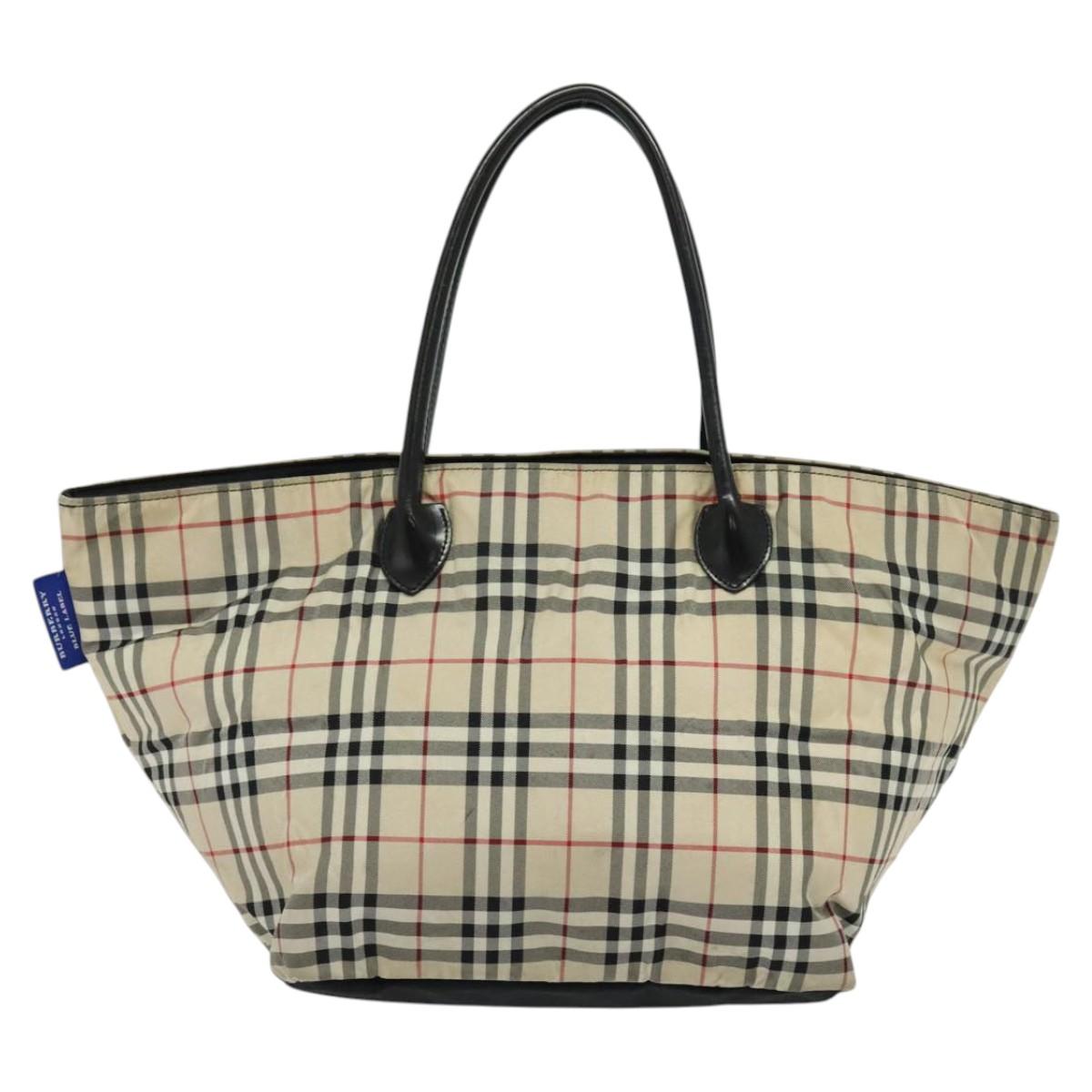 Burberry Nova Check Tote Bag Nylon Beige