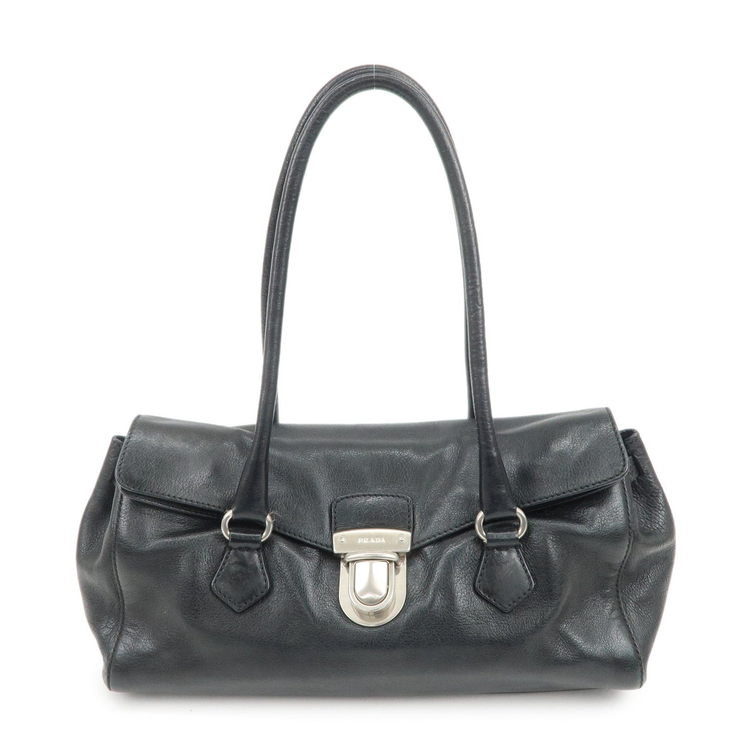 Shoulder Bag Triangle Hand Bag 3 Leather Black Logo