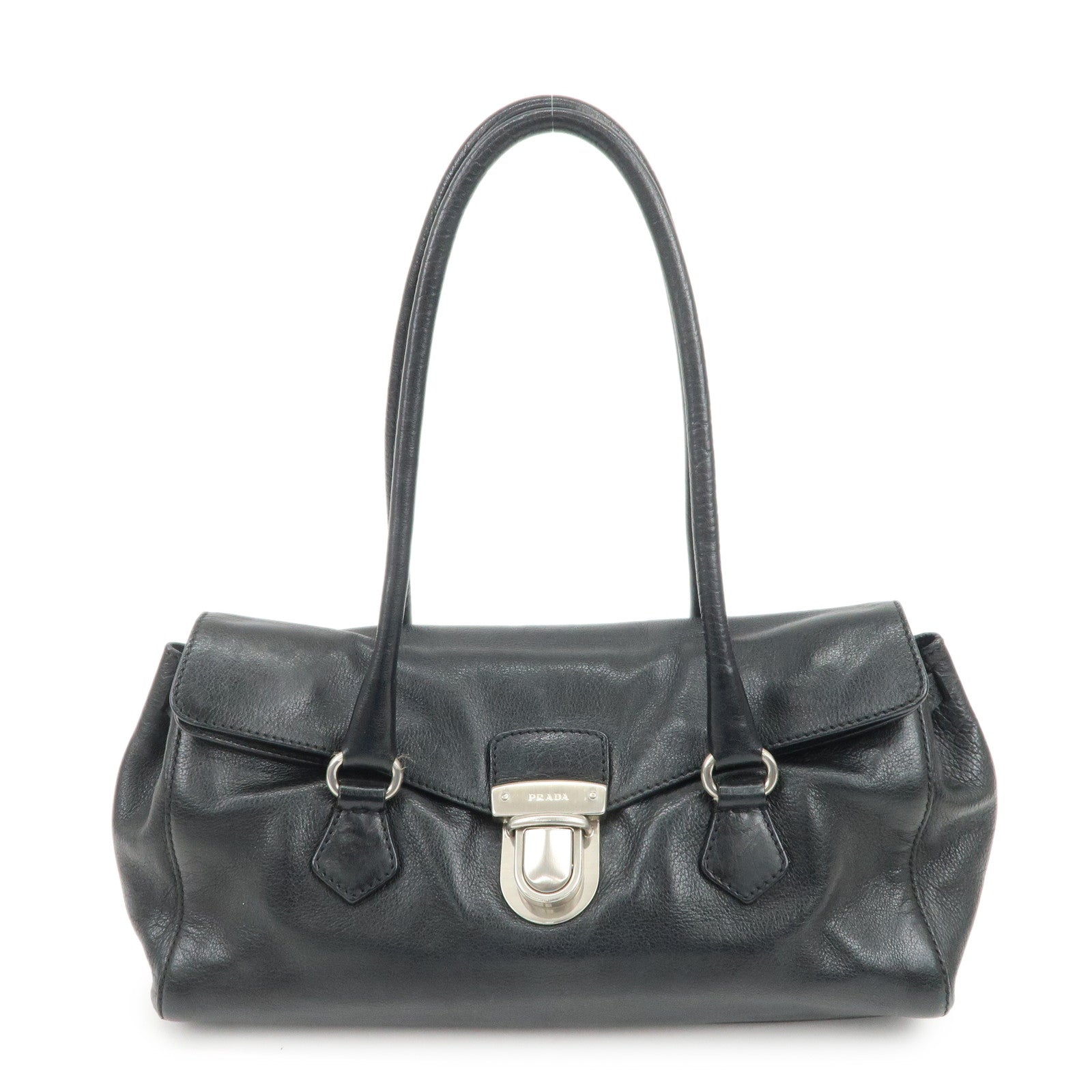 Shoulder Bag Triangle Hand Bag 3 Leather Black Logo