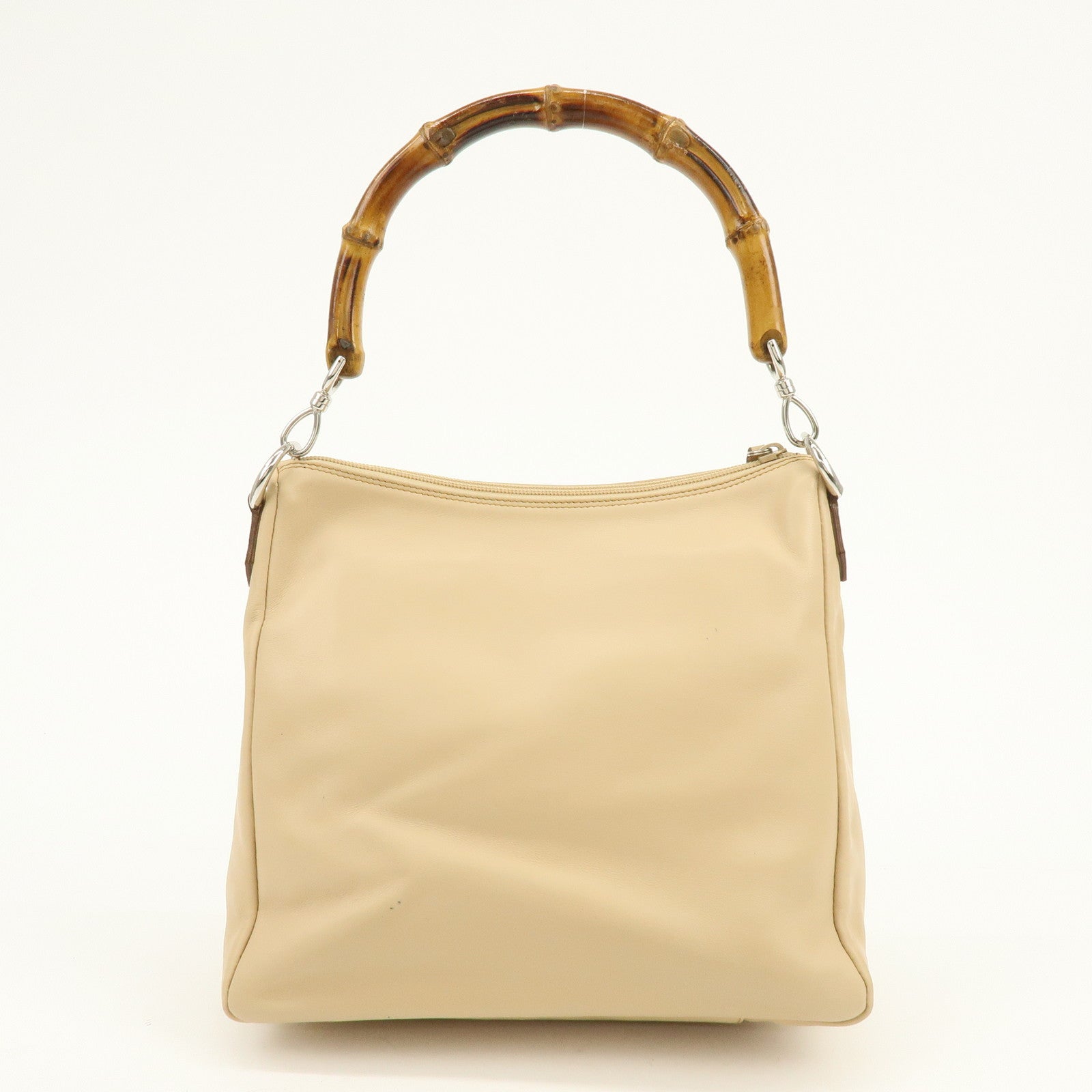 GUCCI Bamboo Leather Shoulder Bag Hand Bag Beige 000?3509?002122