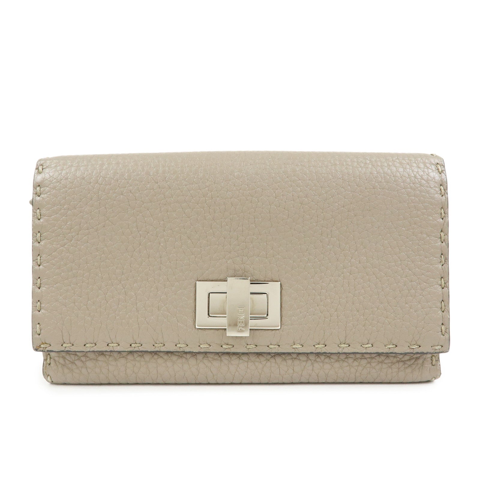 Seleria Peekaboo Continental Wallet Grey Leather Gray Handbag