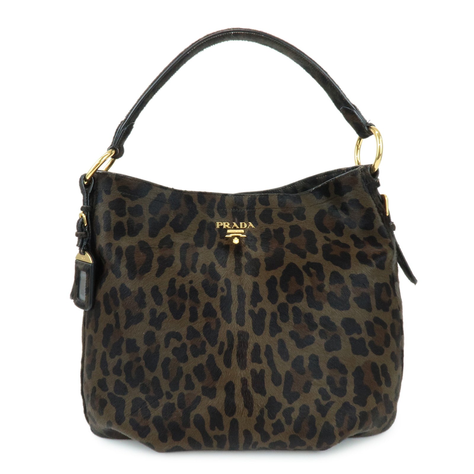 Shoulder Bag Leopard Unborn Calf Dark Brown