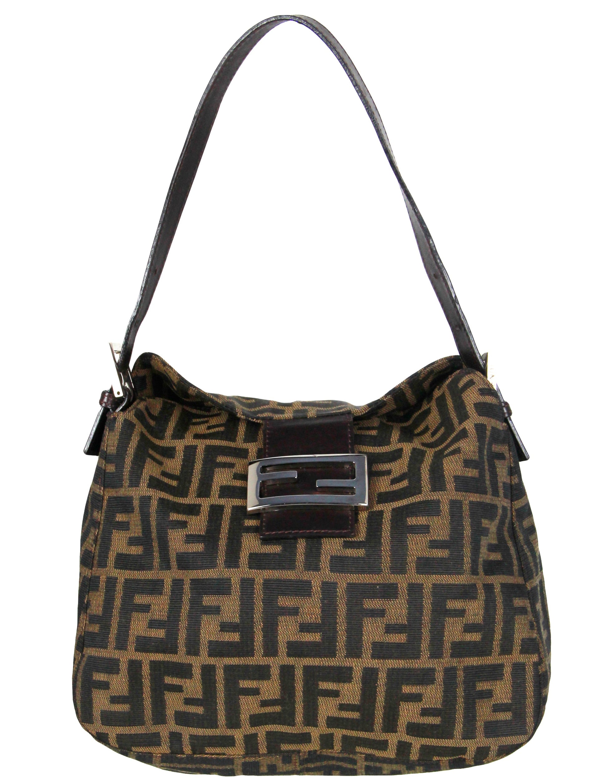 Fendi Handbag Tobacco Zucca Baguette Bag Monogram Brown Flap Shoulder Bag