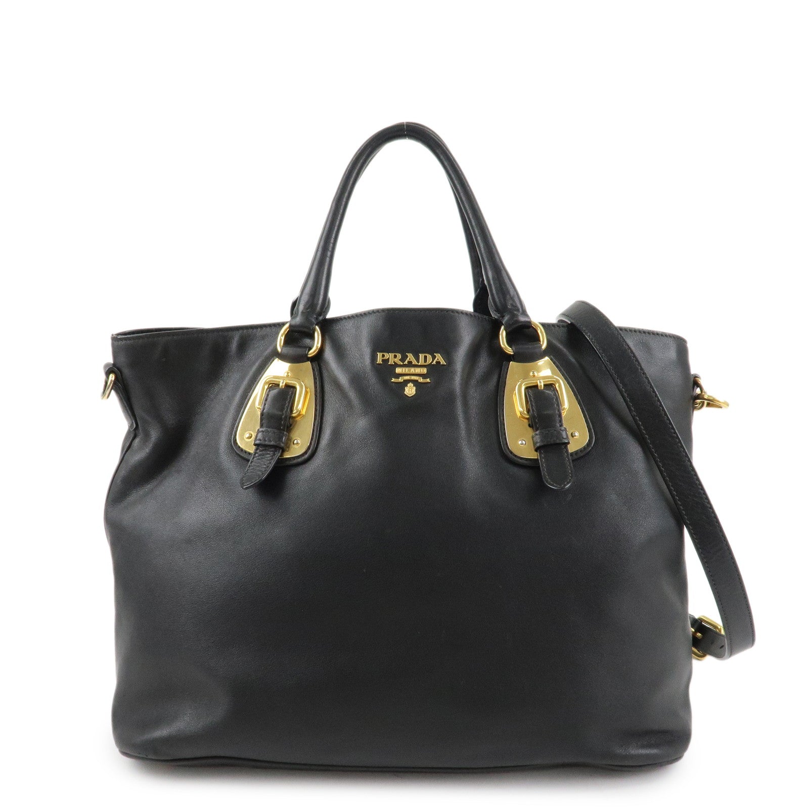Tote Bag Calf 2Way Hand Bag HDW d Leather Calf Leather Black