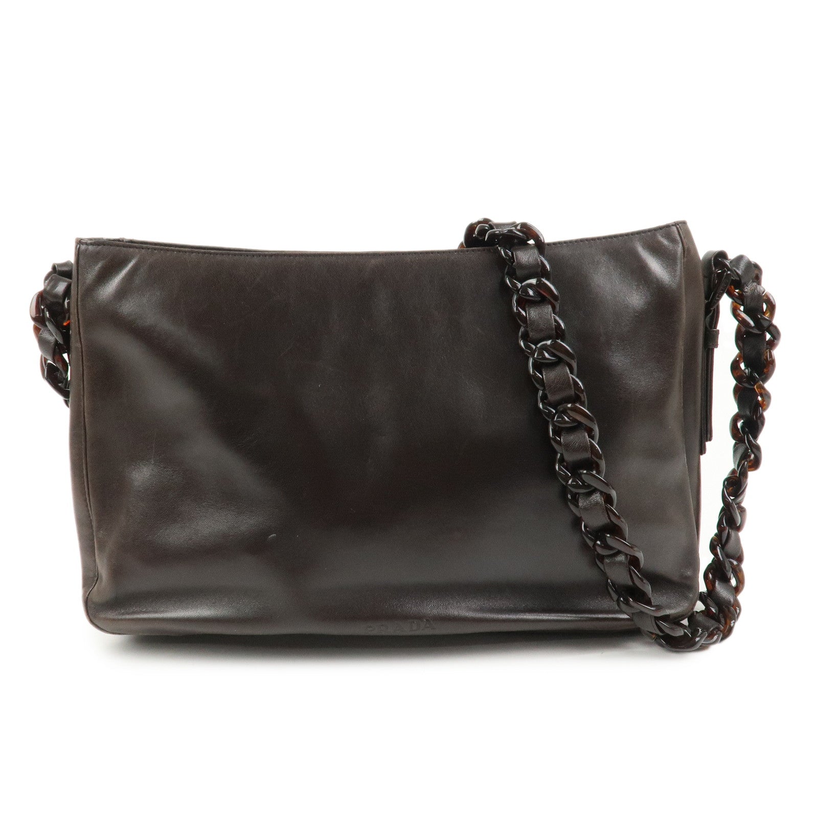 Shoulder Bag Plastic Leather Suede Brown