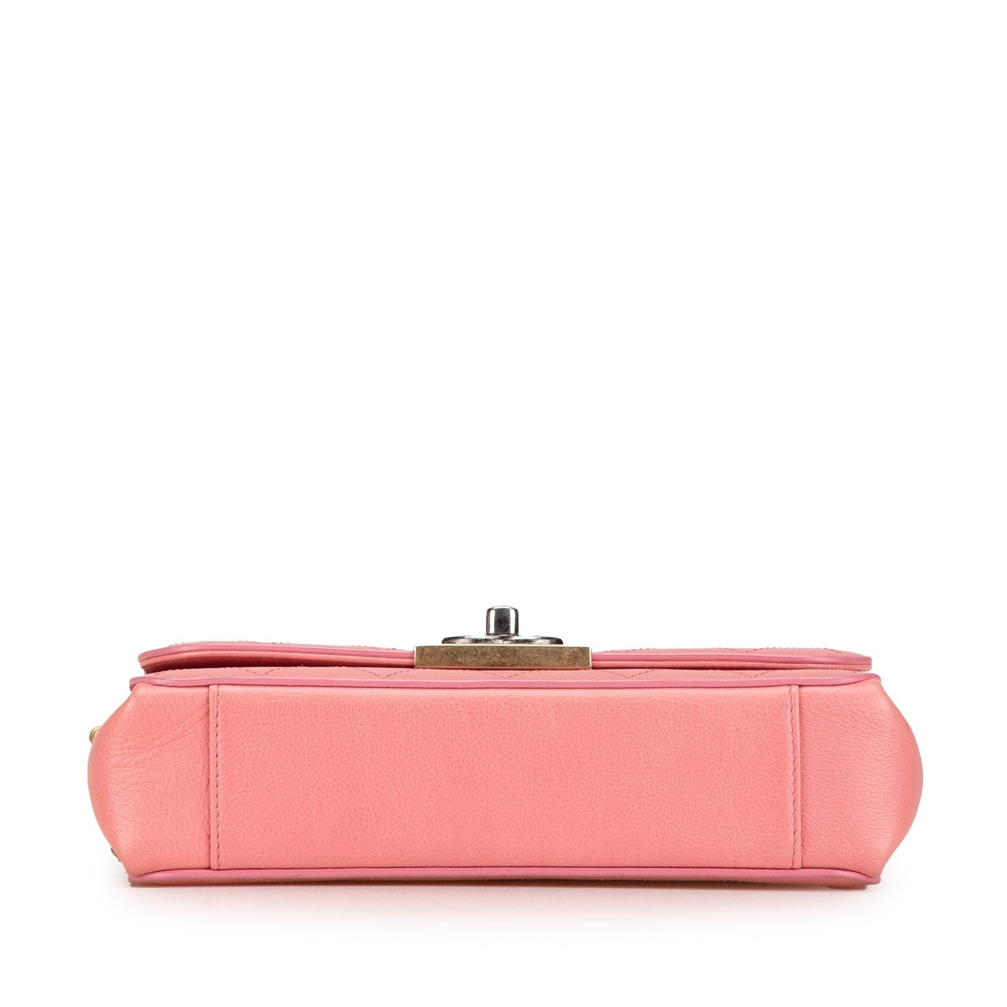 Pink Chanel Quilted Calfskin Straight Lined Flap Crossbody Bag