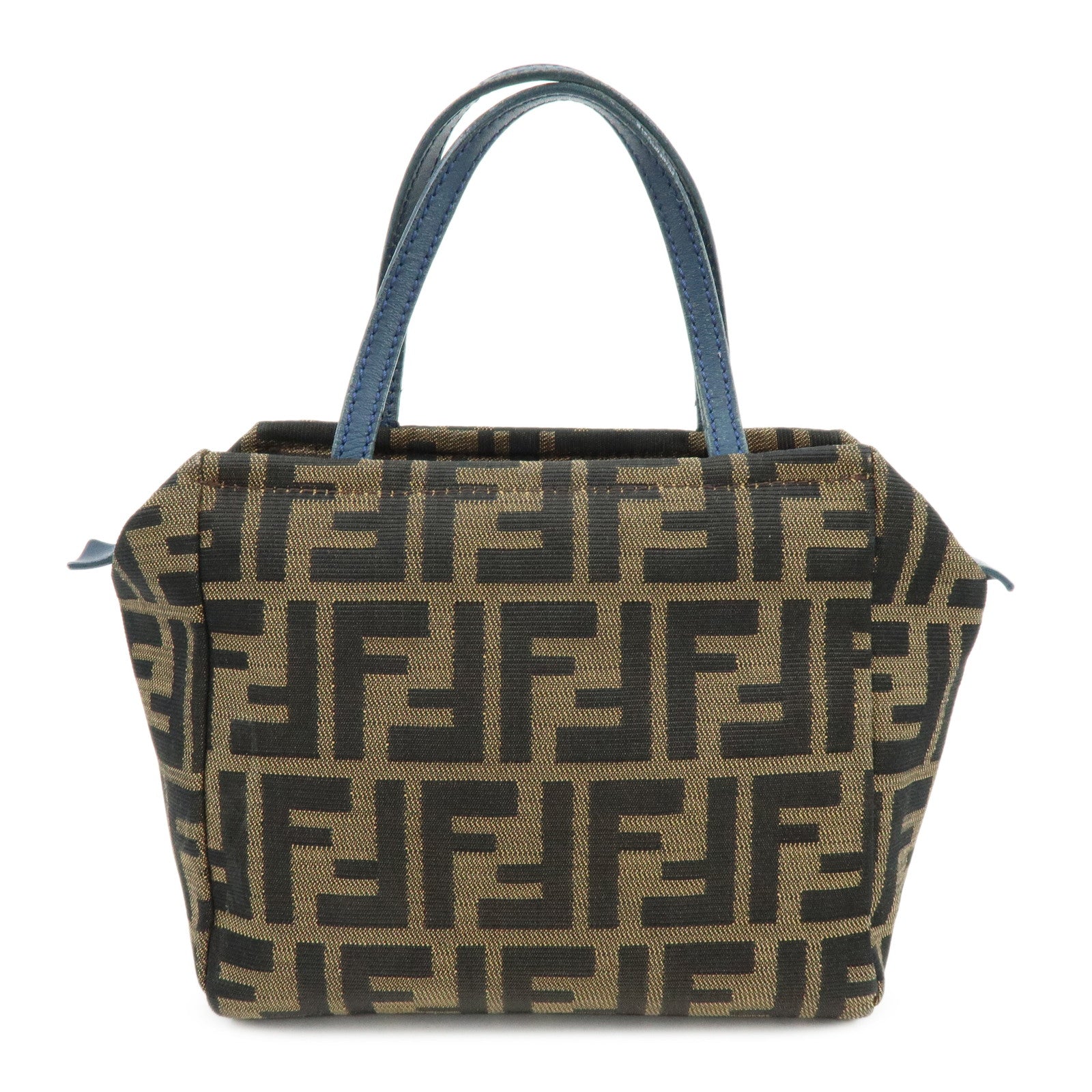 Zucca Hand Bag Leather Canvas Black Handbag
