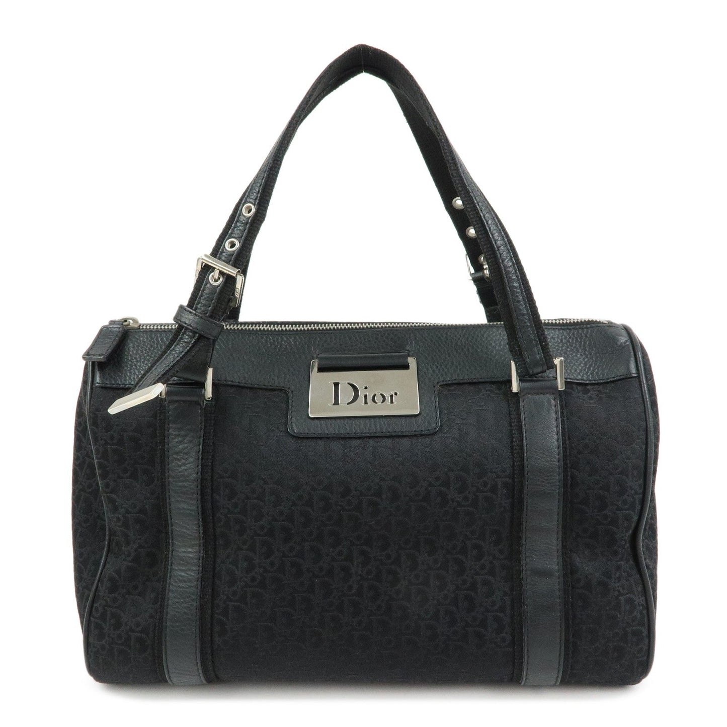 Dior Handbag Christian Street Chic Trotter Boston Bag Leather Canvas