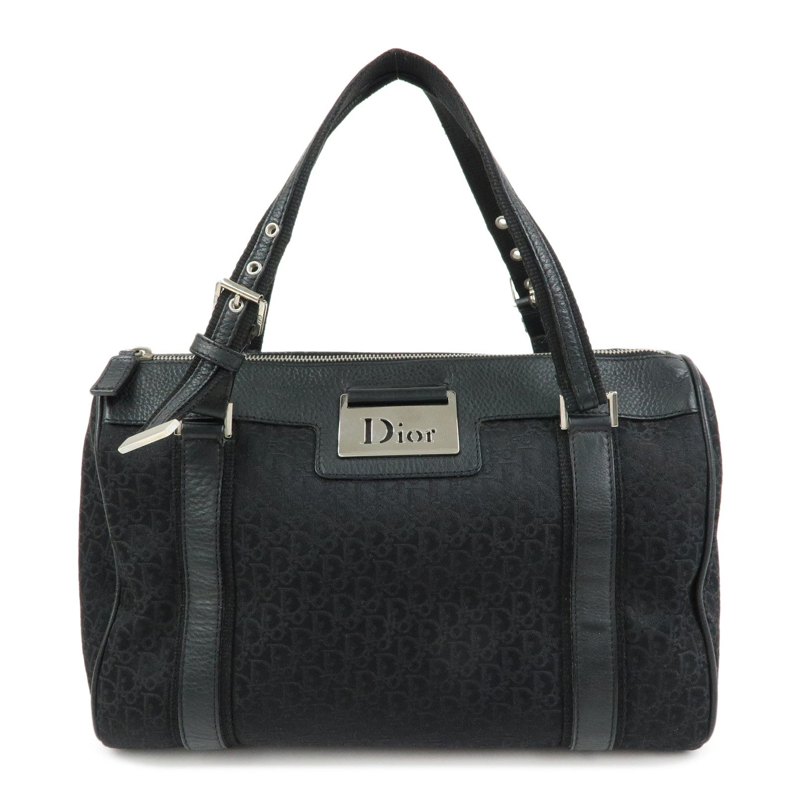 Dior Handbag Christian Street Chic Trotter Boston Bag Leather Canvas