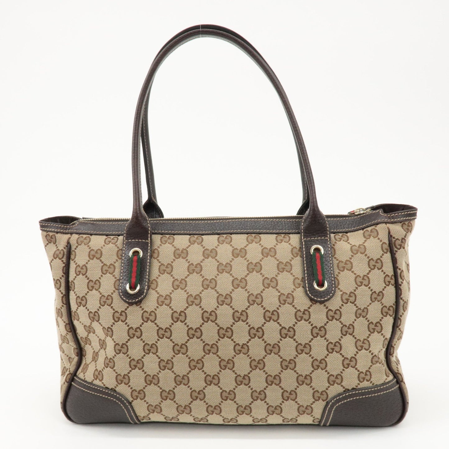 GUCCI Princy Sherry GG Canvas Leather Tote Bag Beige 177052