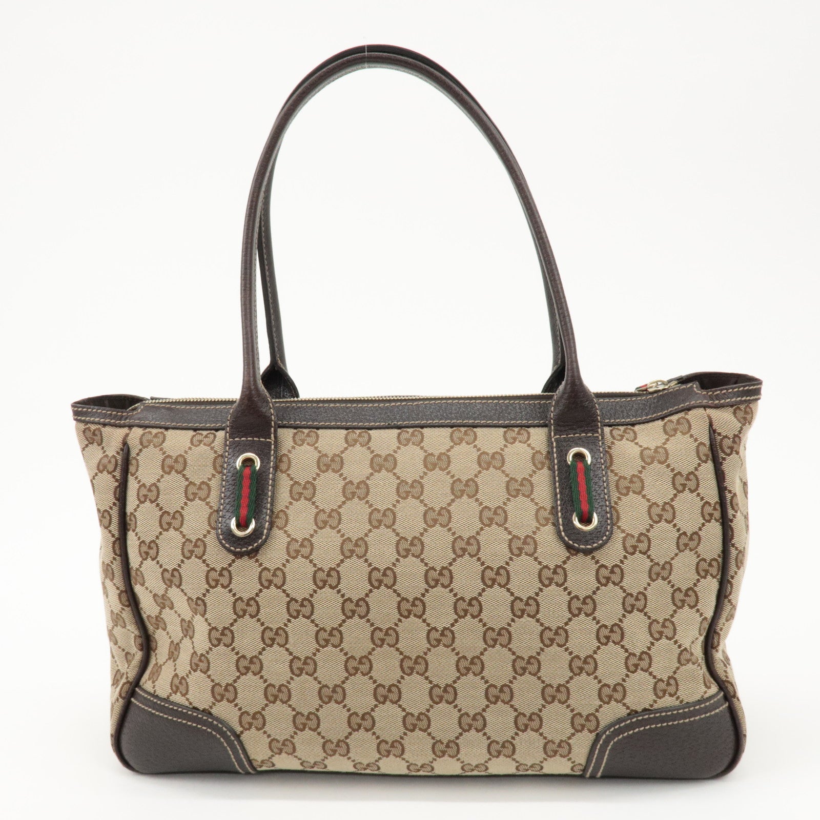 GUCCI Princy Sherry GG Canvas Leather Tote Bag Beige 177052