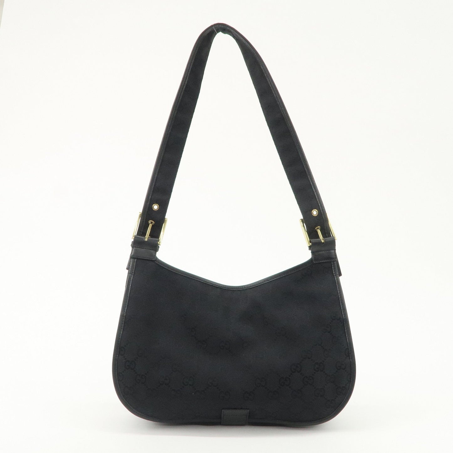 GUCCI GG Canvas Leather Shoulder Bag Hand Bag Black 90665