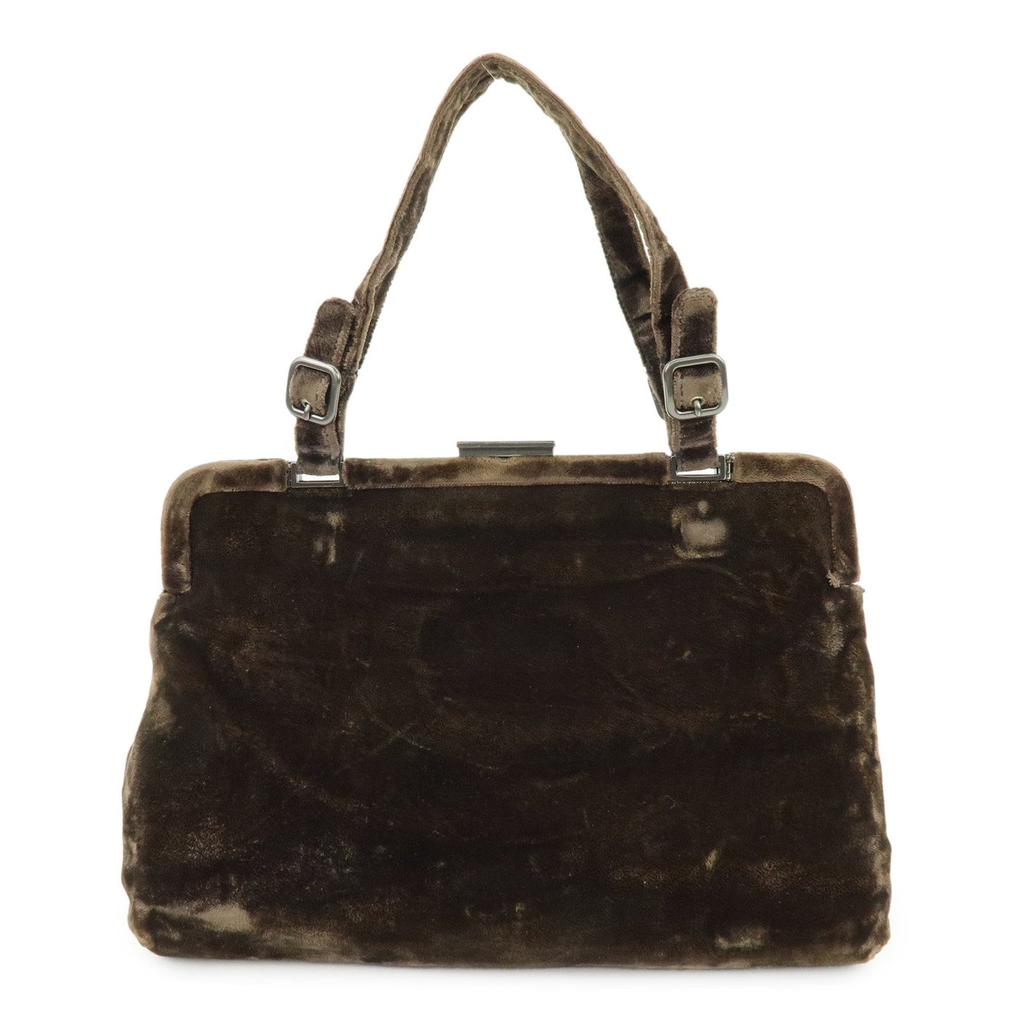 Velour Hand Bag Brown Logo Handbag
