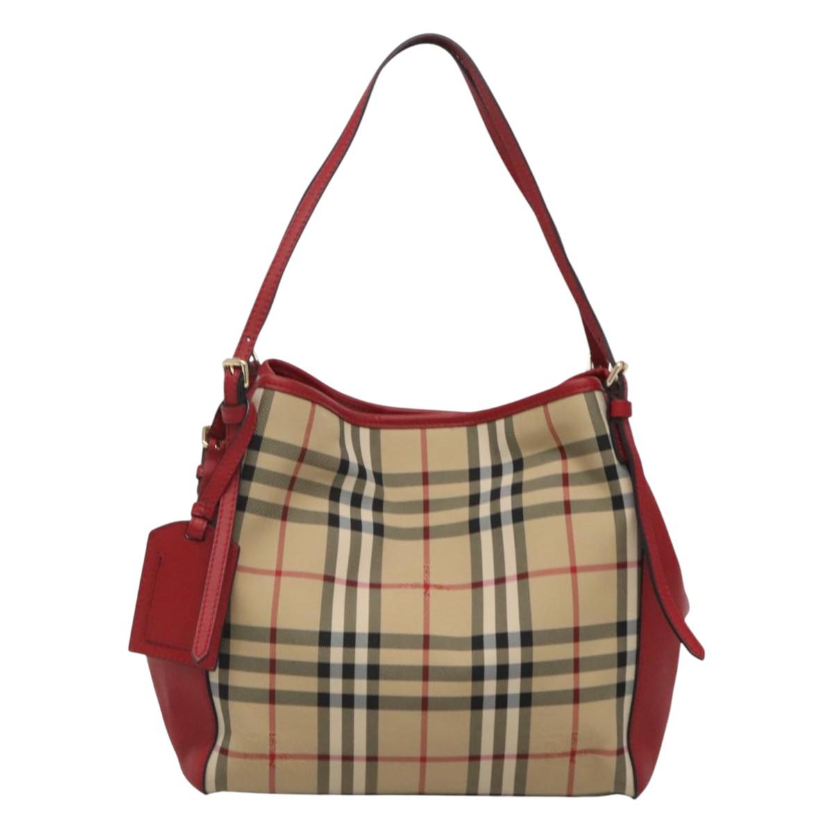 Burberry Nova Check Shoulder Bag Nylon Beige