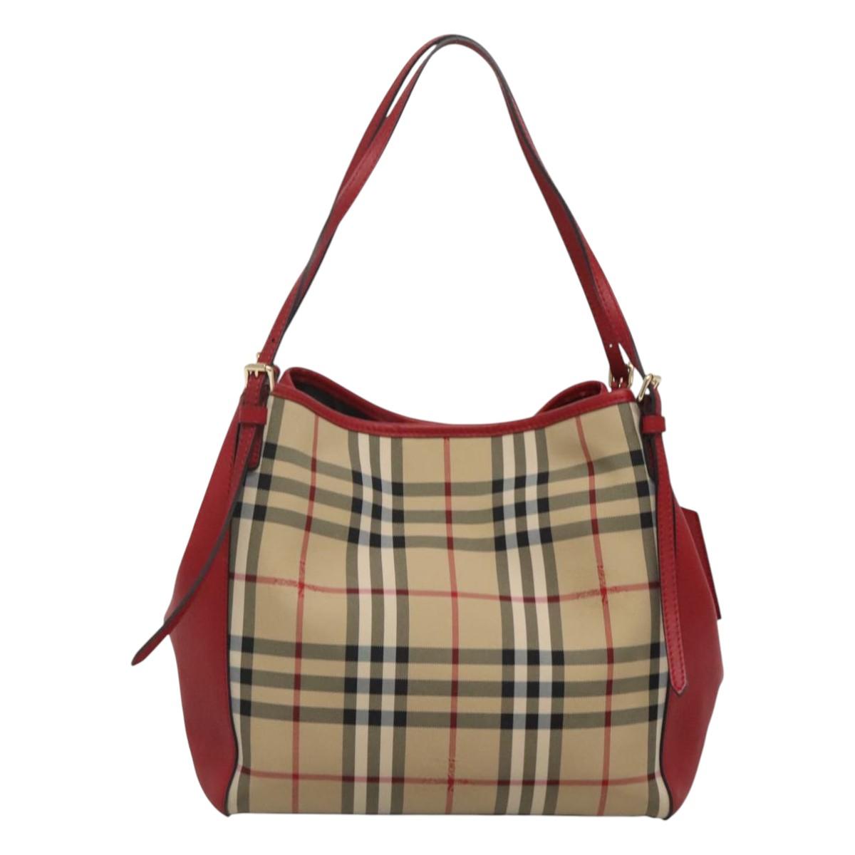 Burberry Nova Check Shoulder Bag Nylon Beige