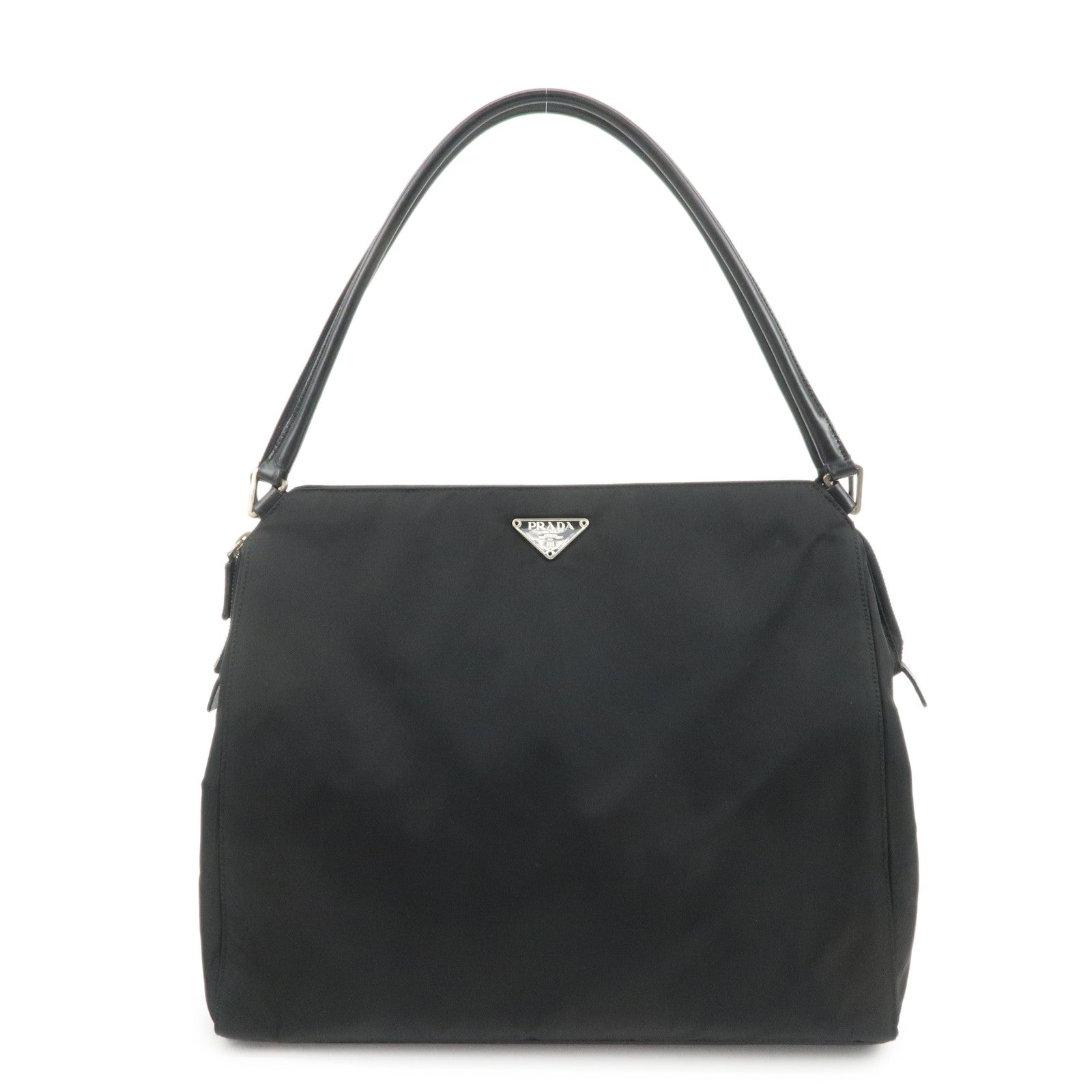 Shoulder Bag Triangle Hand Bag Leather Nylon Black