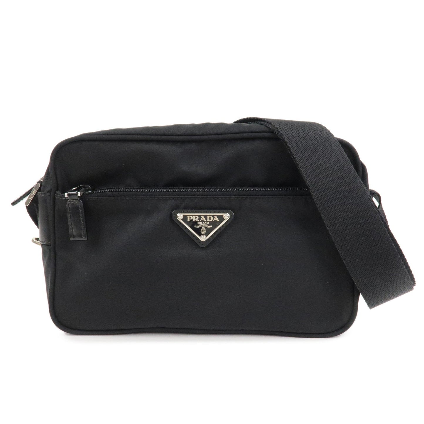 Shoulder Bag Triangle d Leather Nylon Black