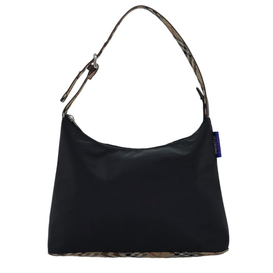 Burberry Label Shoulder Bag Canvas Black Blue Shoulder Bag 3
