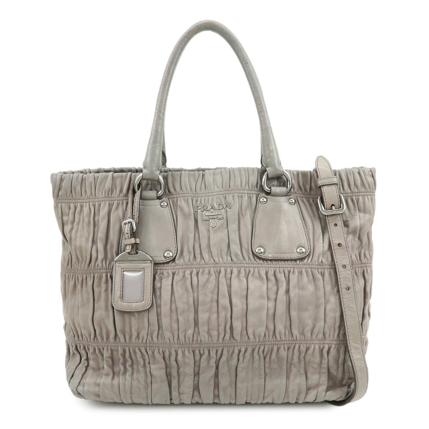 Shoulder Bag 2Way Bag Hand Bag 3 Leather Gray Logo