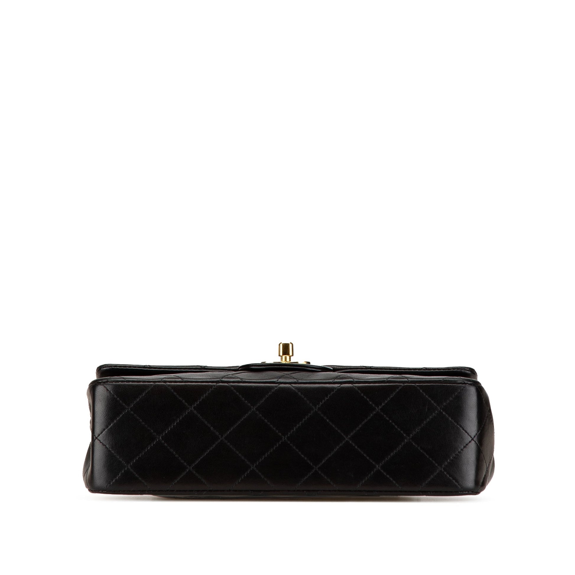 Black Chanel Small Classic Lambskin Double Flap Shoulder Bag