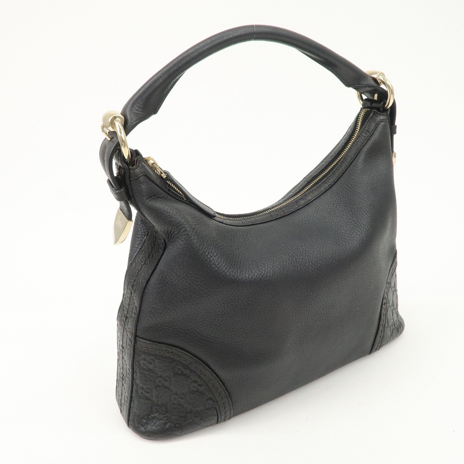 GUCCI Guccissima Leather Shoulder Bag Hand Bag Black 181515