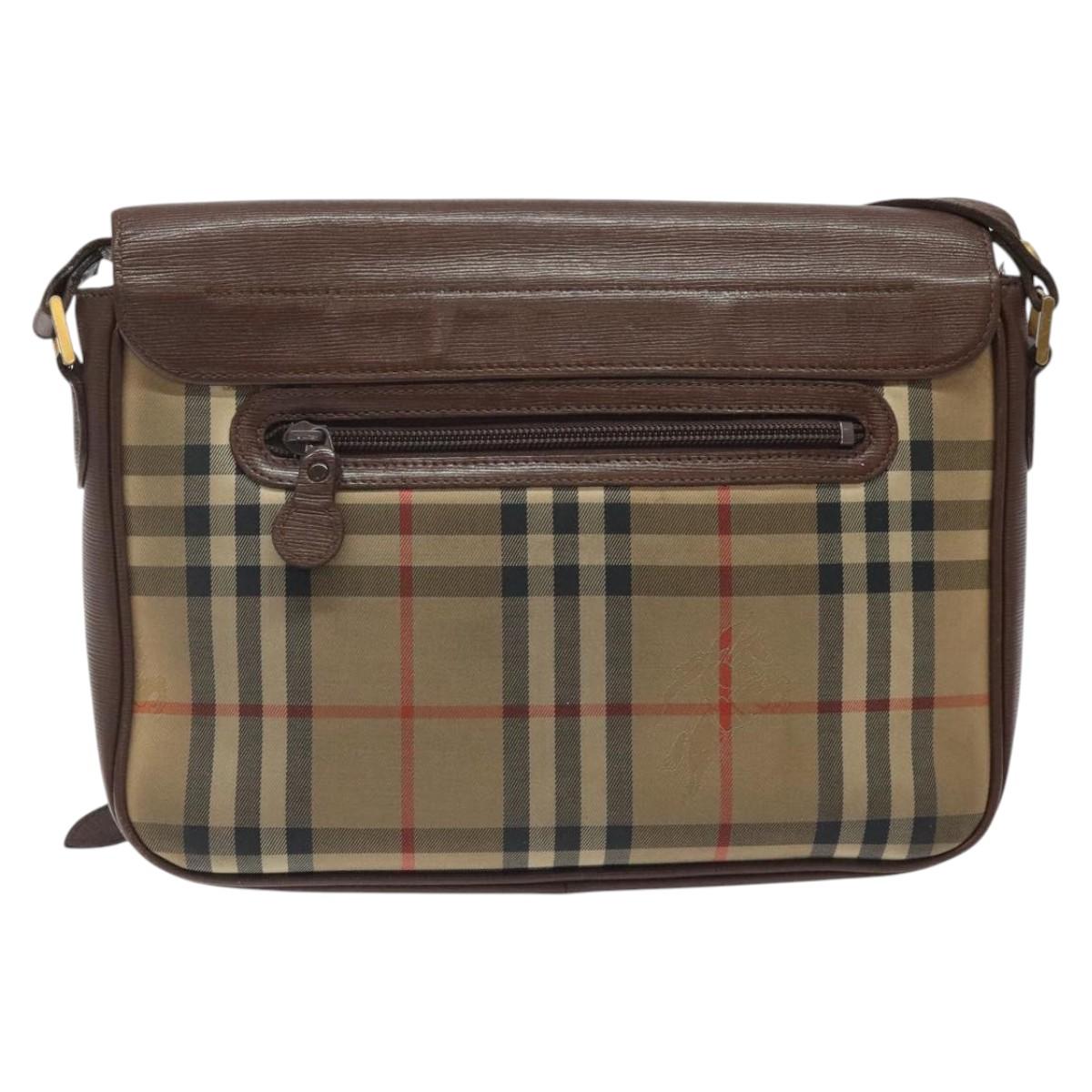 Burberry Nova Check Shoulder Bag Canvas Beige Canvas Shoulder Bag