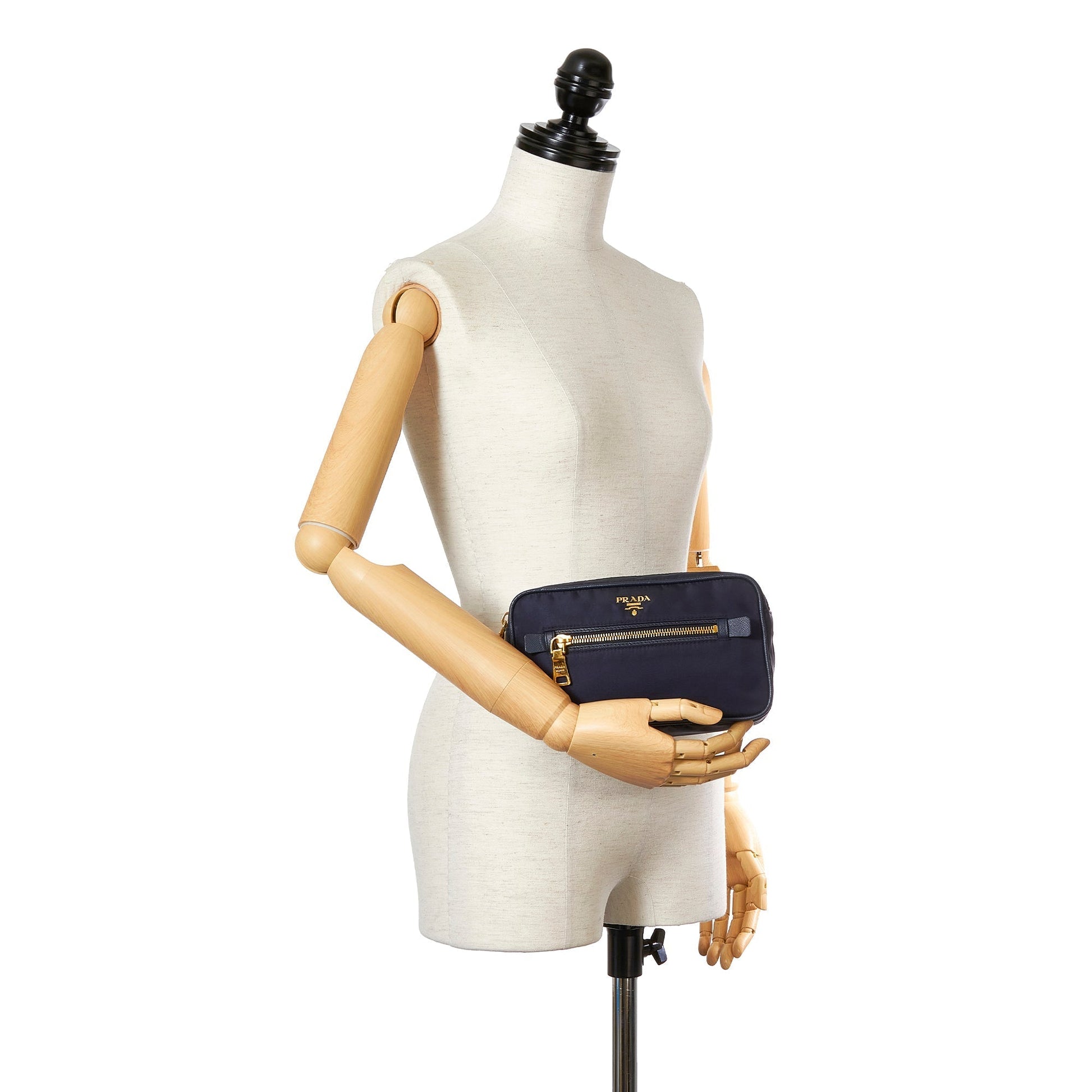 Prada Trimmed Tessuto Clutch Bag Saffiano