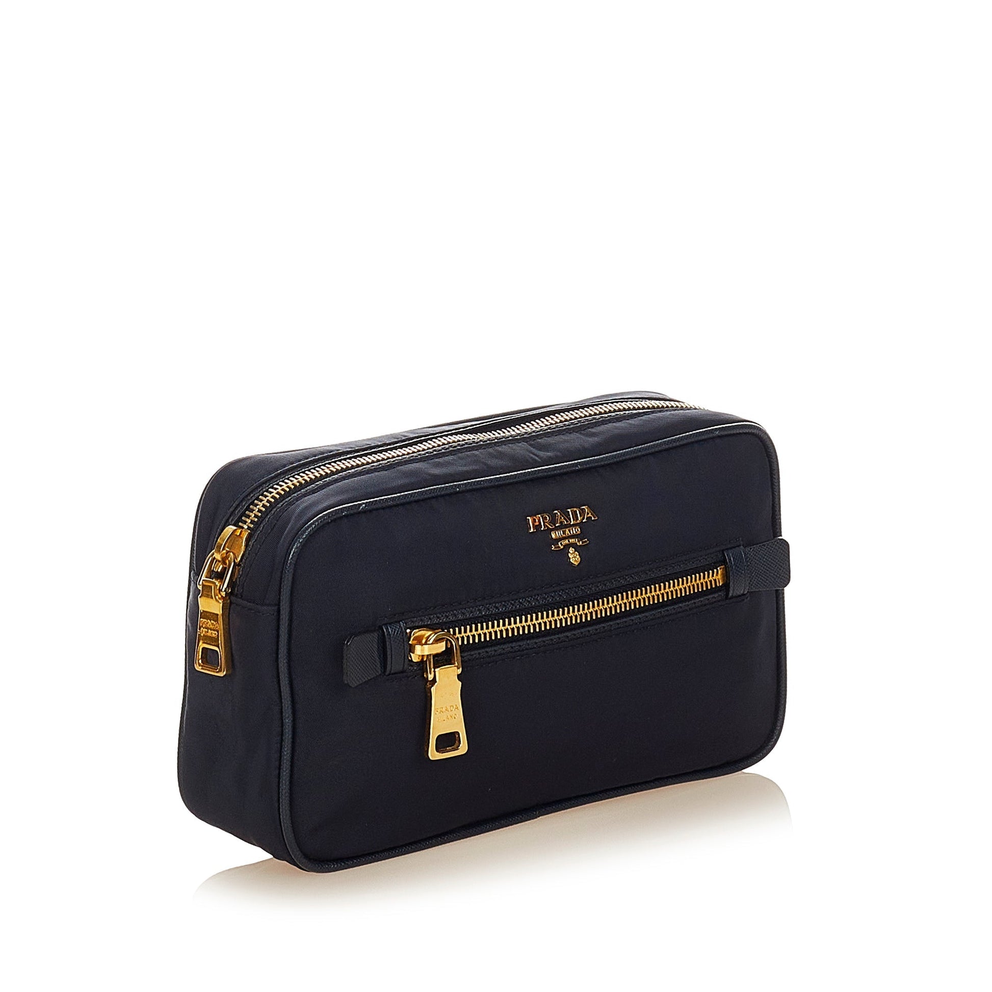 Prada Trimmed Tessuto Clutch Bag Saffiano