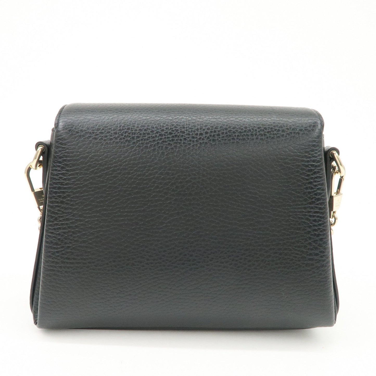 GUCCI Interlocking G Leather Chain Shoulder Bag Black 607720