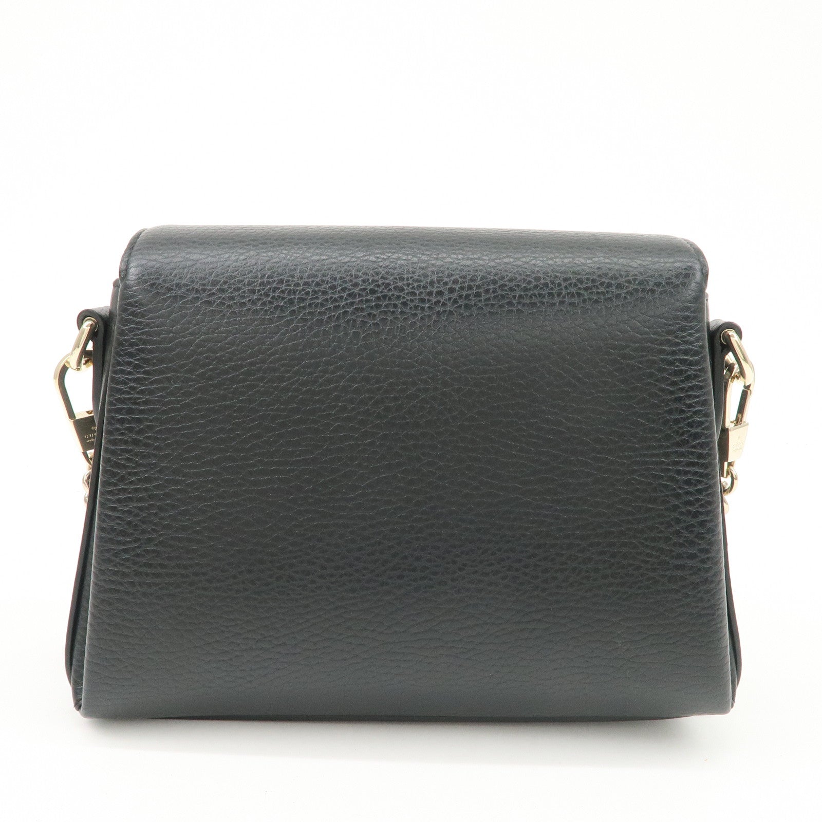 GUCCI Interlocking G Leather Chain Shoulder Bag Black 607720