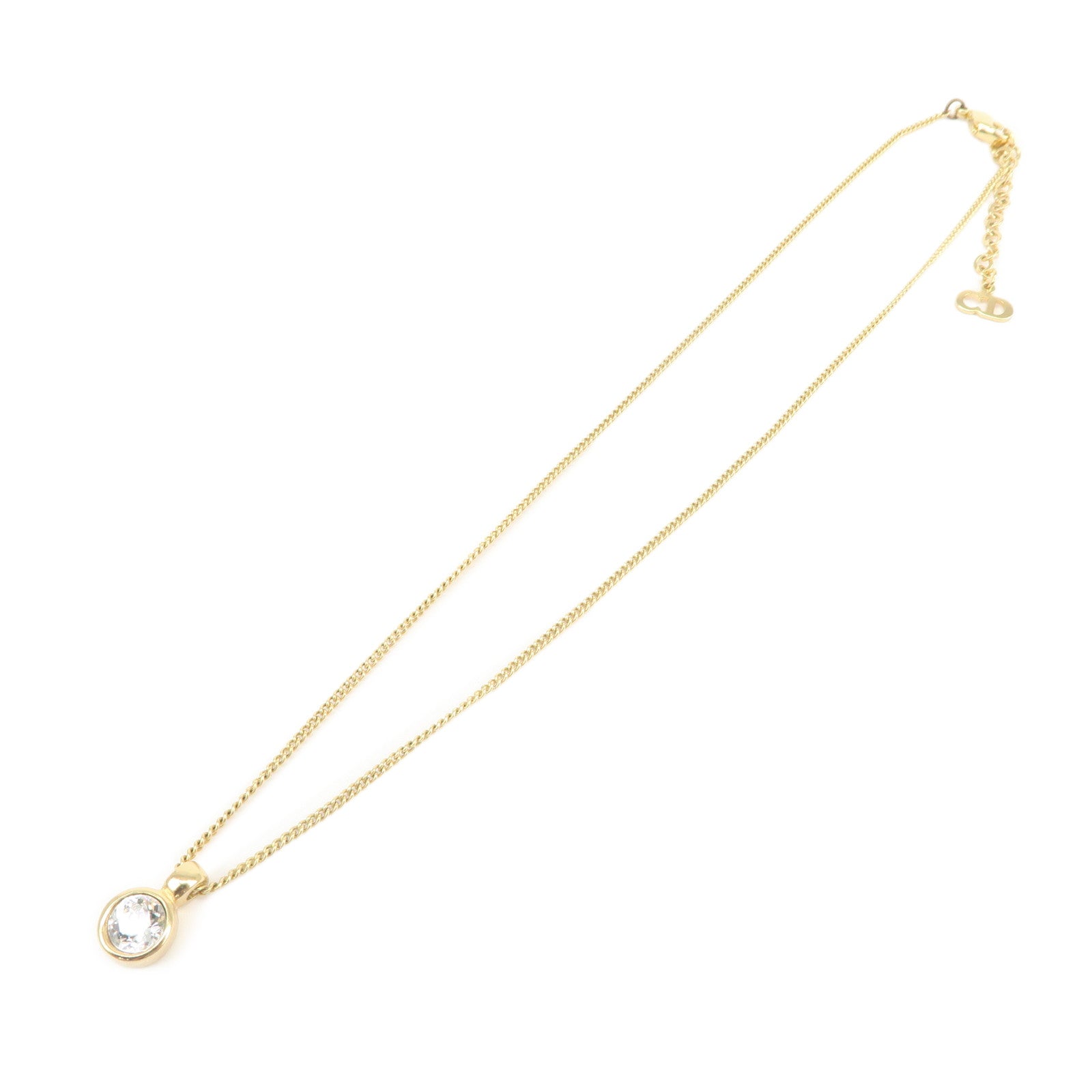 Dior Handbag Christian 1P Stone Necklace Choker Metal Gold Logo Jewelry