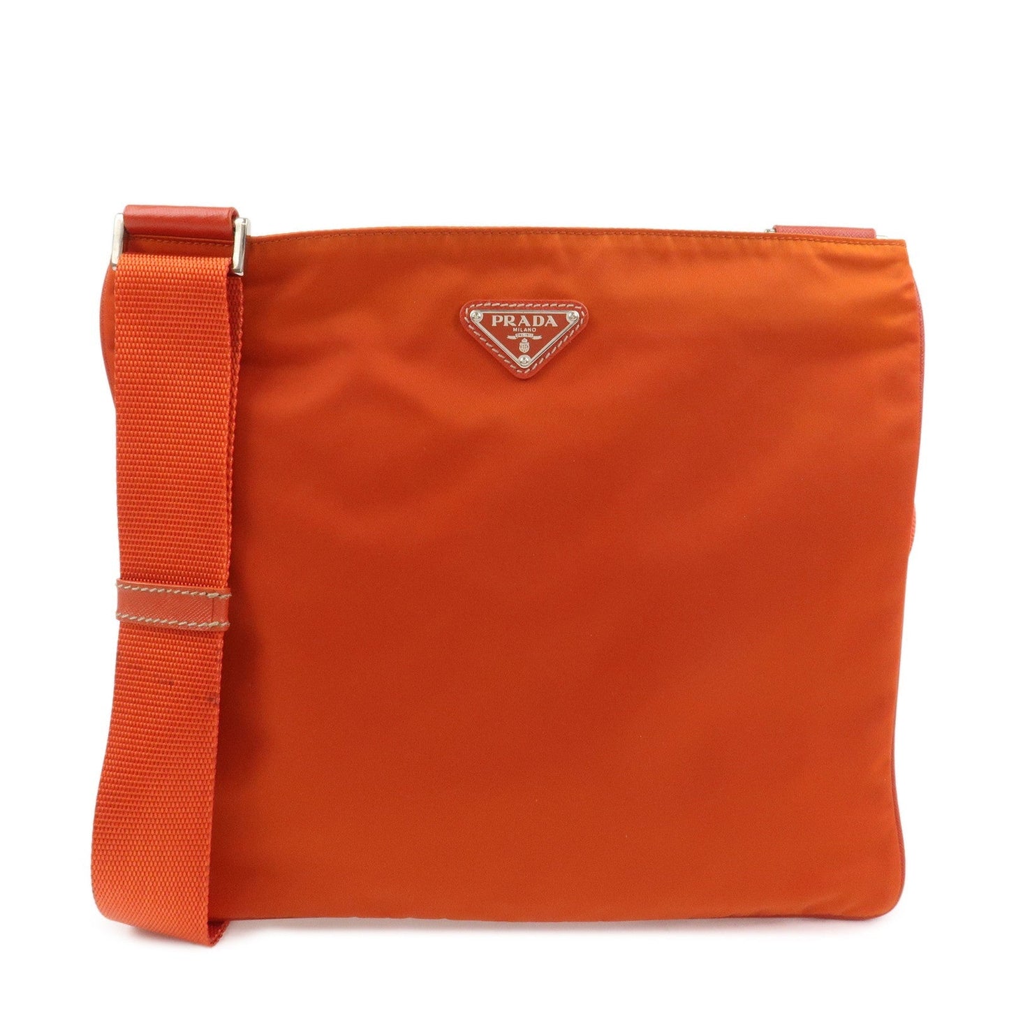 Shoulder Bag Triangle Leather Nylon Saffiano Saffiano Leather Orange