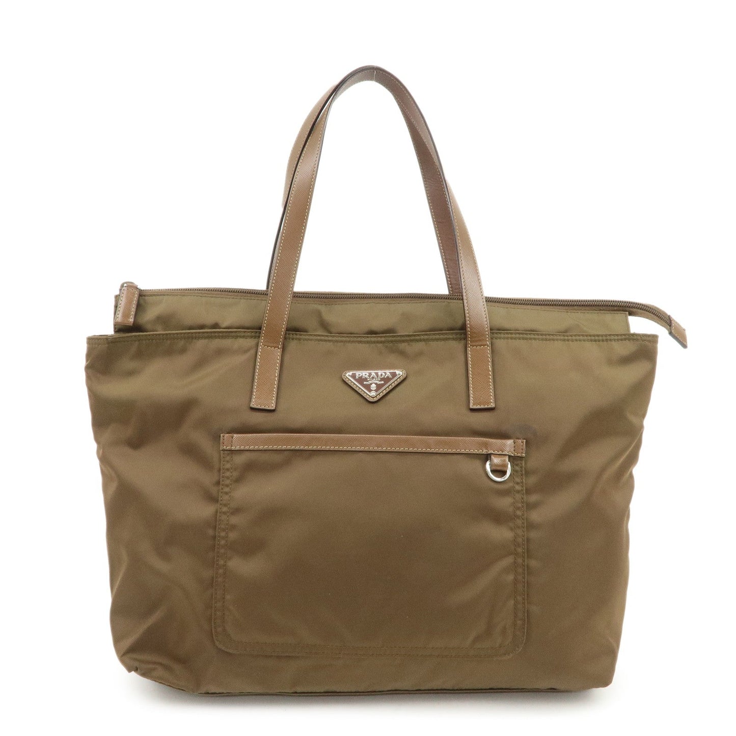 Tote Bag Triangle Shoulder Bag Leather Nylon Saffiano