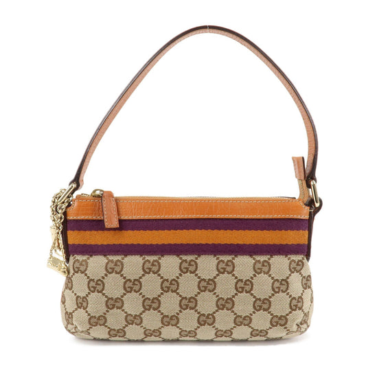 GUCCI Sherry GG Canvas Leather Shoulder Bag Gold Boots Bag Charm 145970