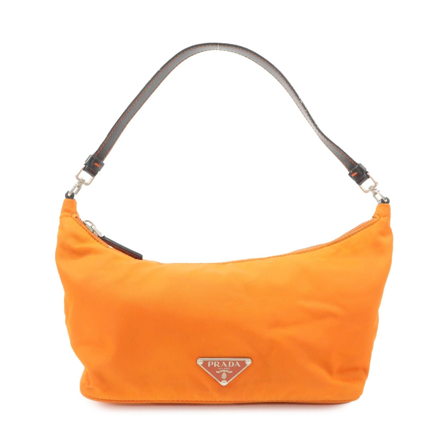 Shoulder Bag Triangle Leather Nylon Orange