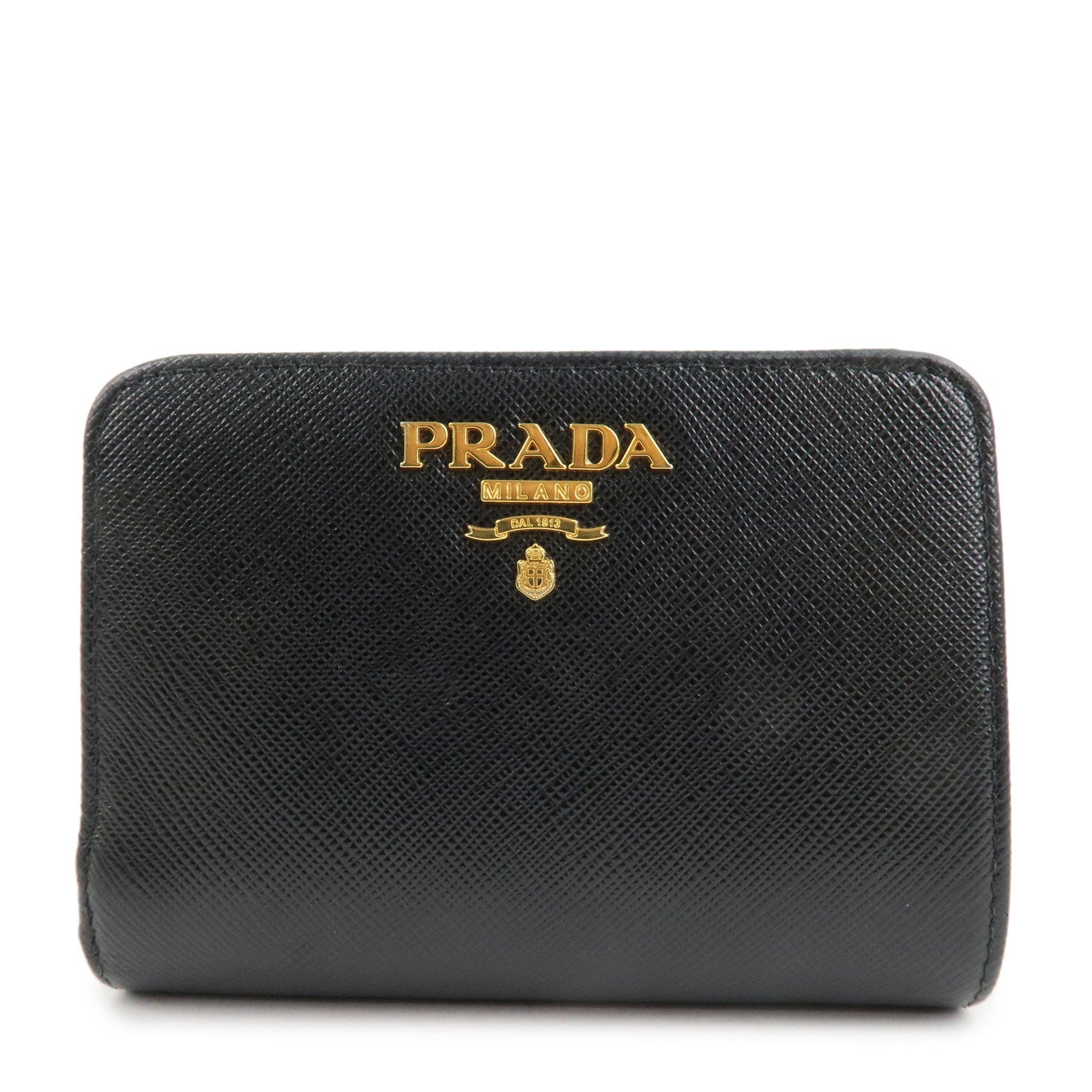 Bi-Fold Wallet d Leather Saffiano Black Handbag