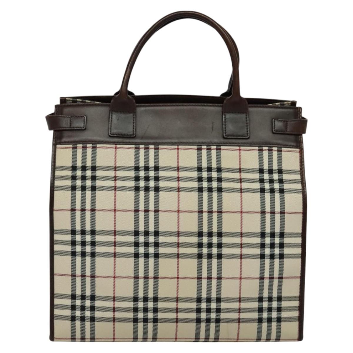 Burberry Nova Check Tote Bag Canvas Beige Tote Bag 26