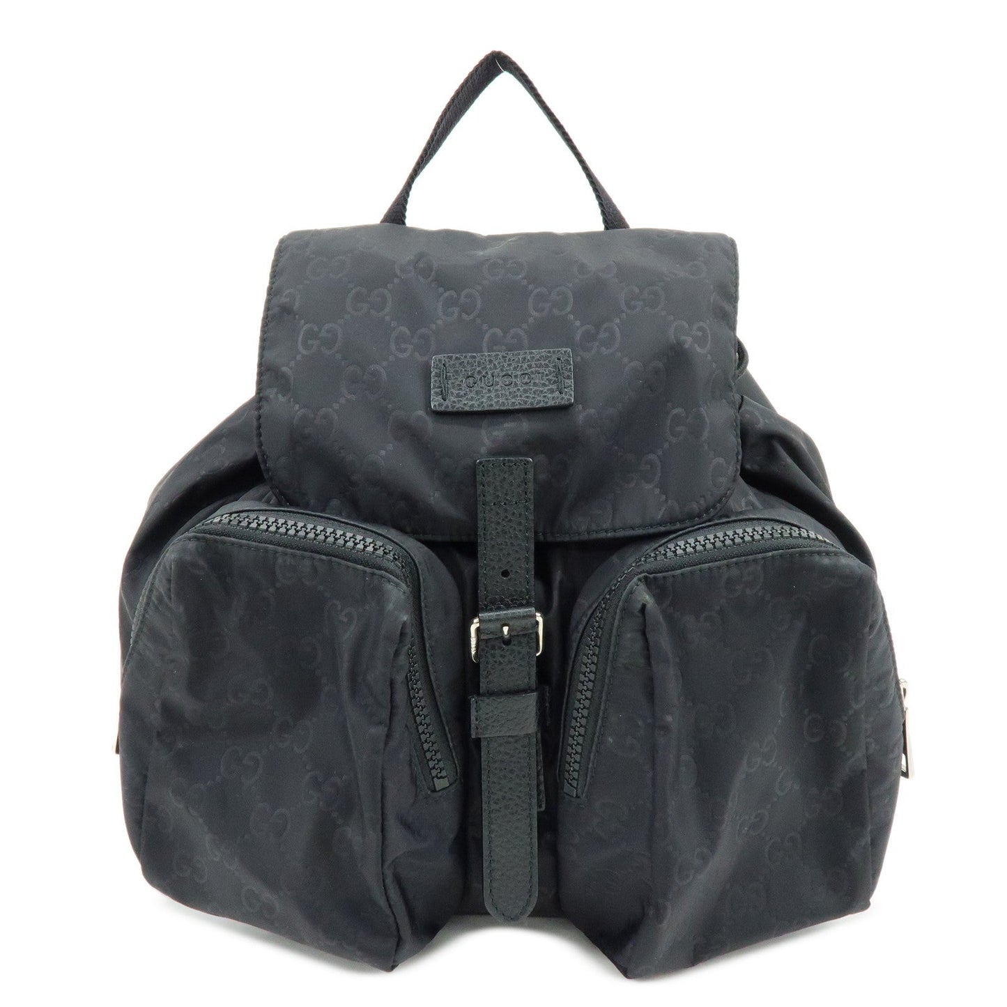 GUCCI GG Nylon Leather Backpack Ruck Sack Black 406361