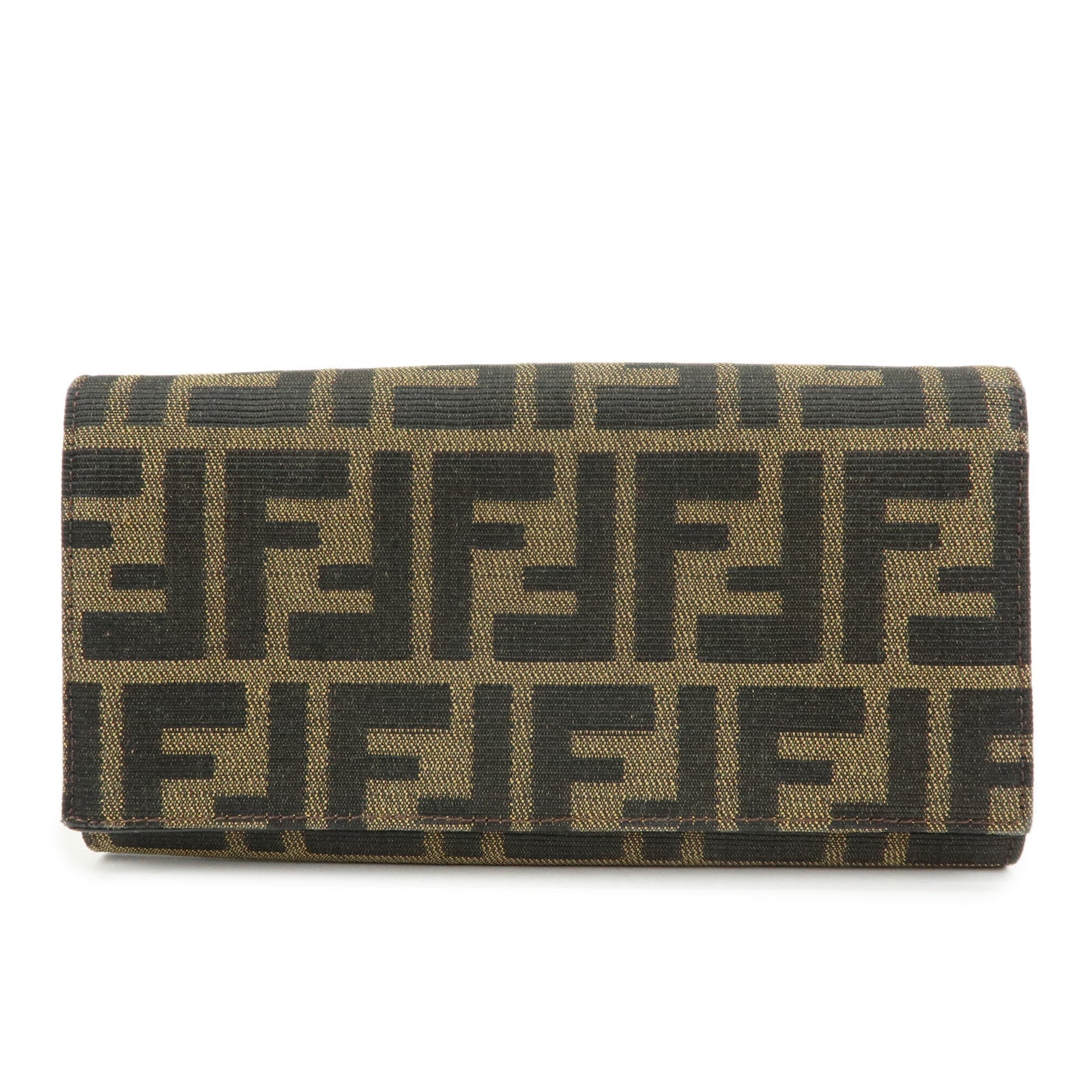Zucca Bi-Fold Long Wallet Leather Canvas Black Handbag