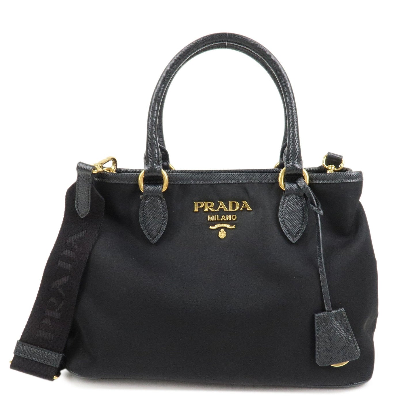 Shoulder Bag 2Way Hand Bag Leather Nylon Black Hand Bag Black